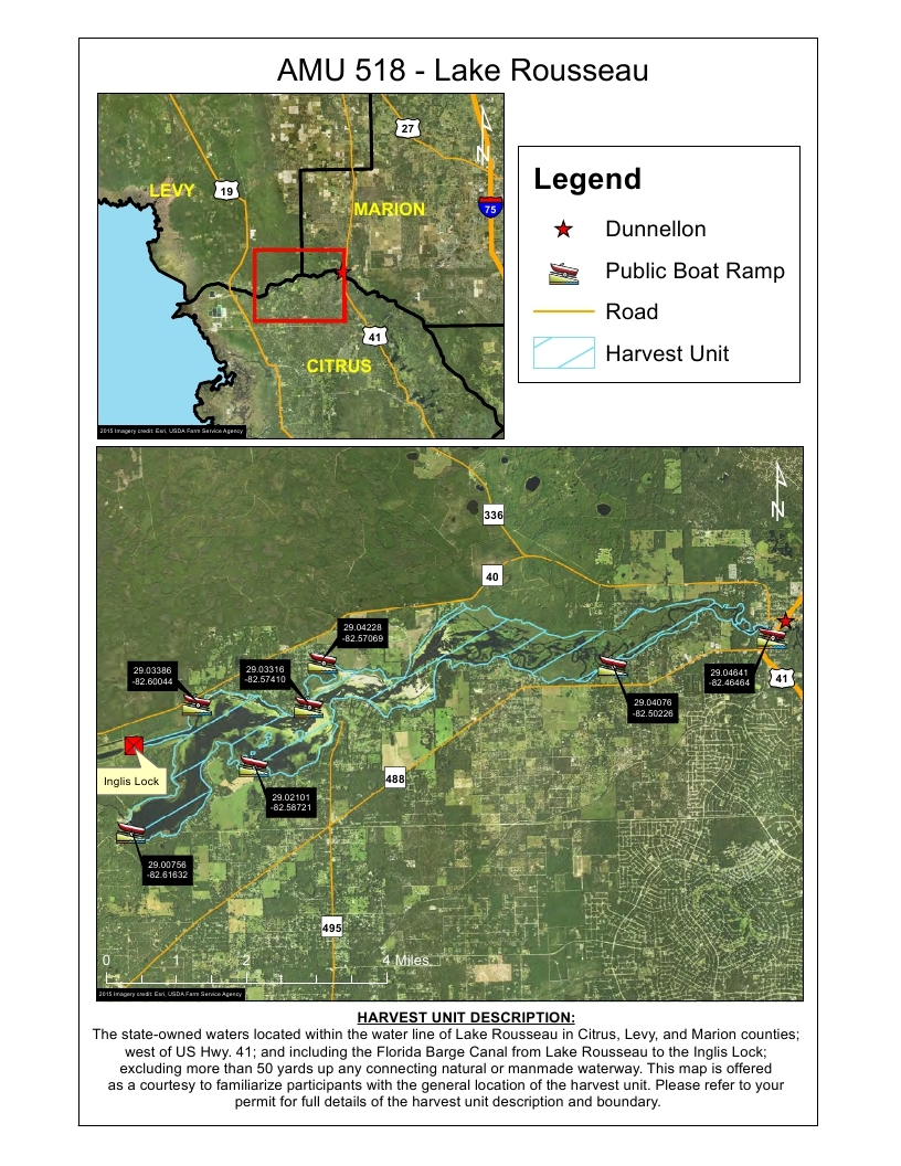 lake rousseau gator harvest map